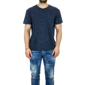 Tommy Hilfiger pánské tmavě modré melírované tričko - XXL (002)